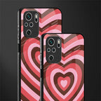 y2k red pink brown hearts aesthetic glass case for redmi note 10 image-2