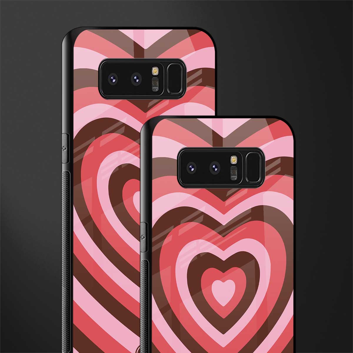 y2k red pink brown hearts aesthetic glass case for samsung galaxy note 8 image-2