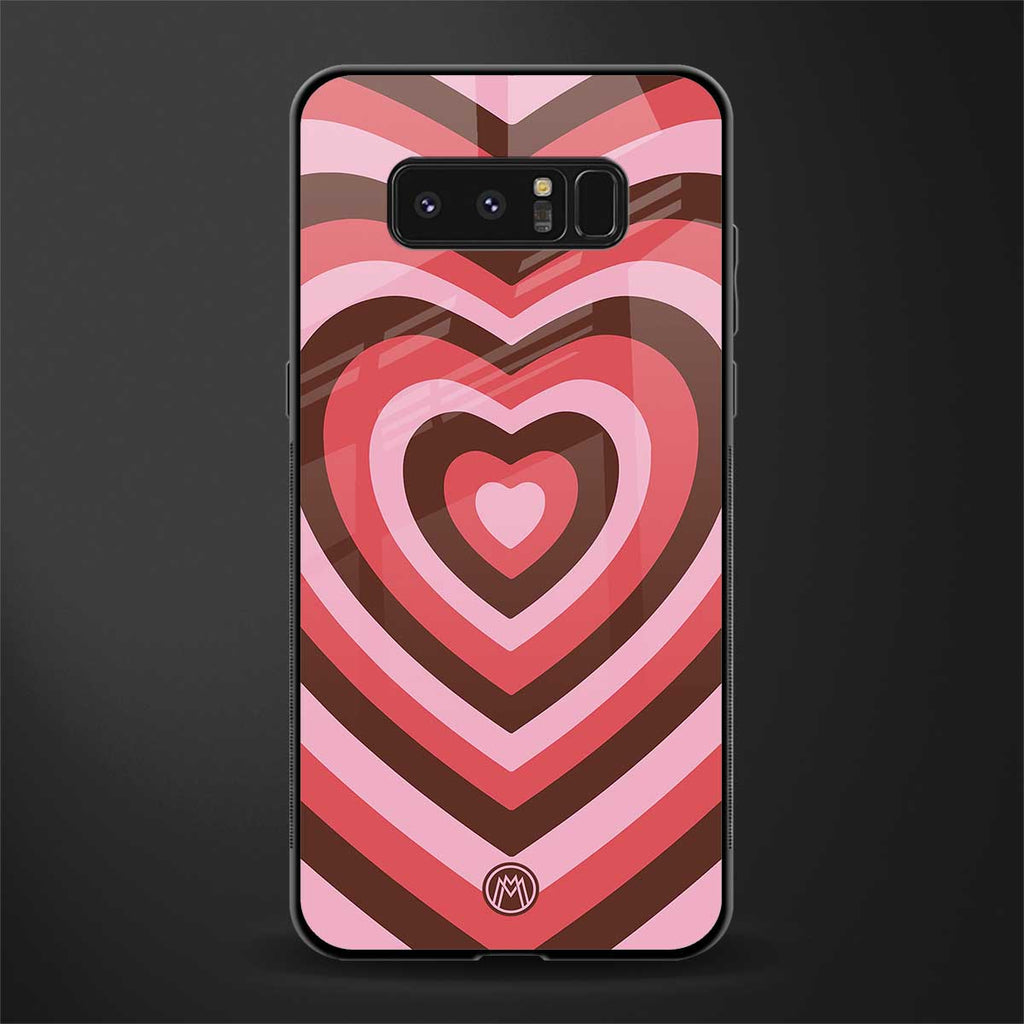 y2k red pink brown hearts aesthetic glass case for samsung galaxy note 8 image