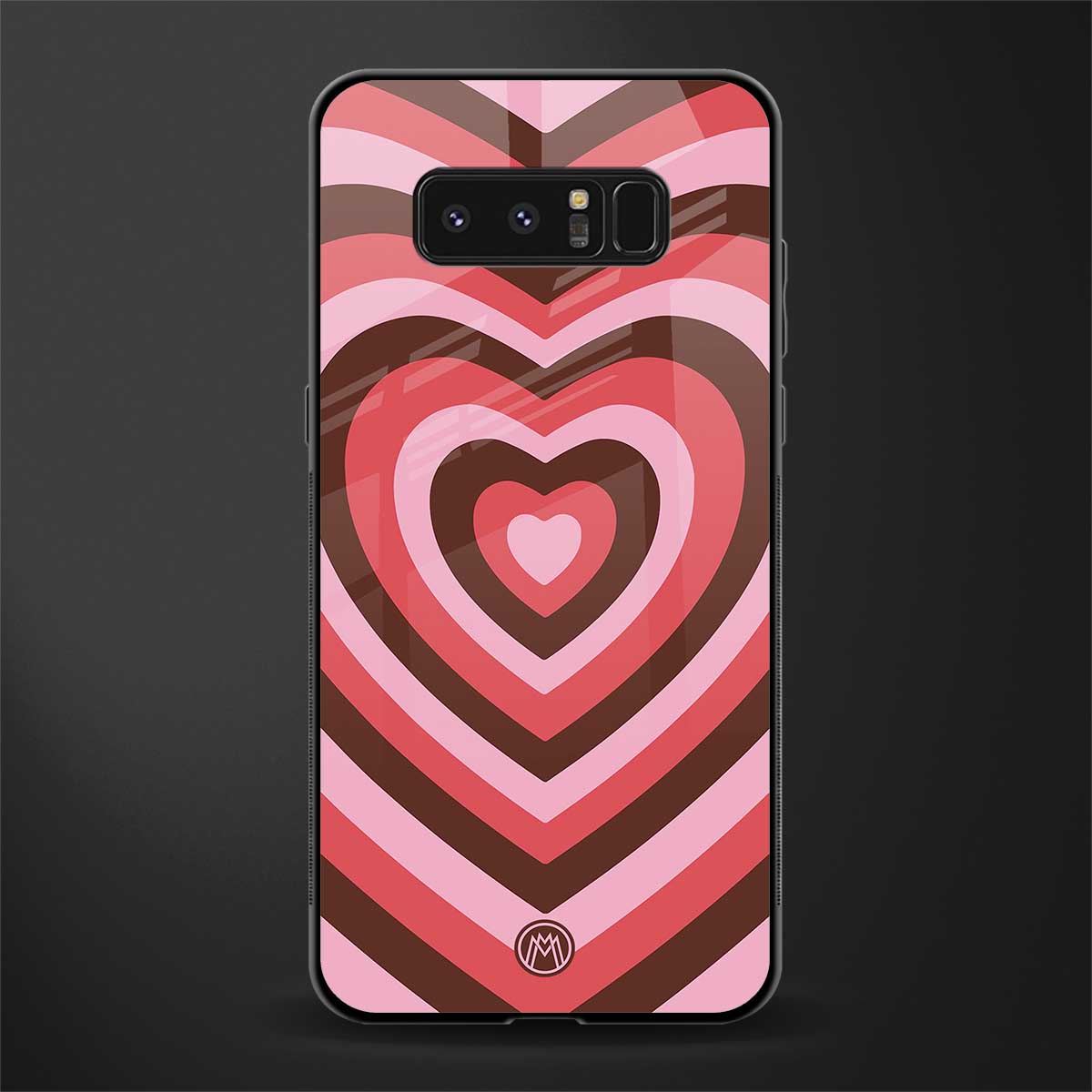 y2k red pink brown hearts aesthetic glass case for samsung galaxy note 8 image