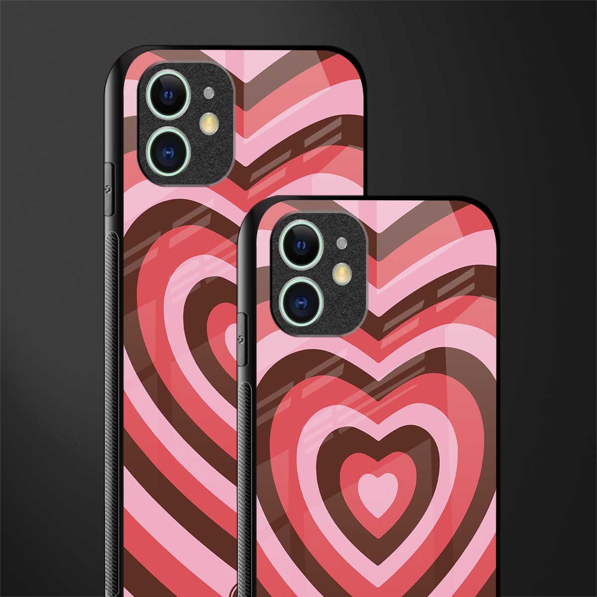 y2k red pink brown hearts aesthetic glass case for iphone 12 mini image-2