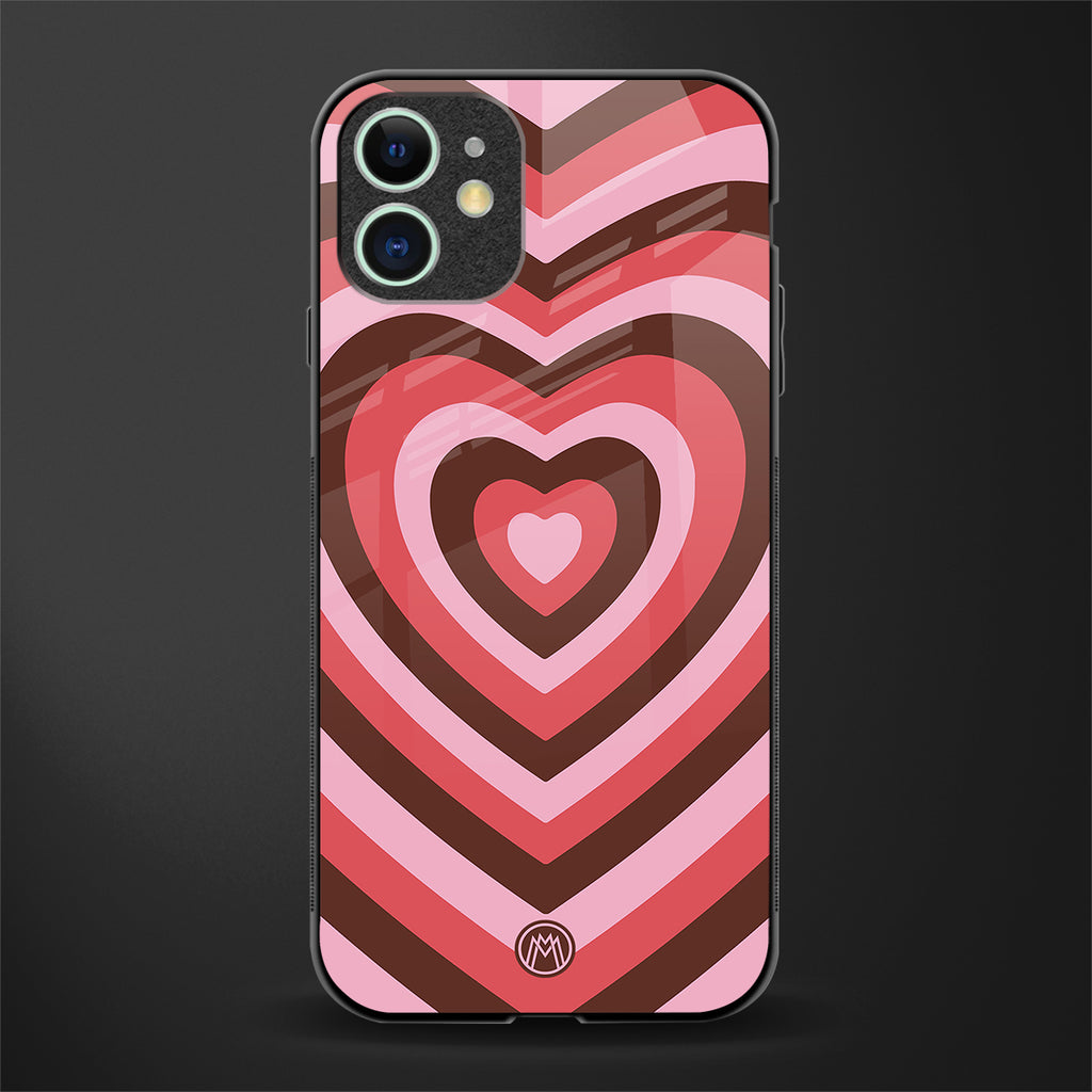 y2k red pink brown hearts aesthetic glass case for iphone 11 image