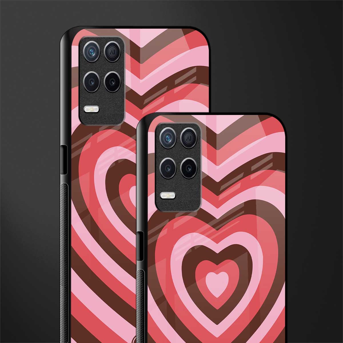 y2k red pink brown hearts aesthetic glass case for realme 8 5g image-2