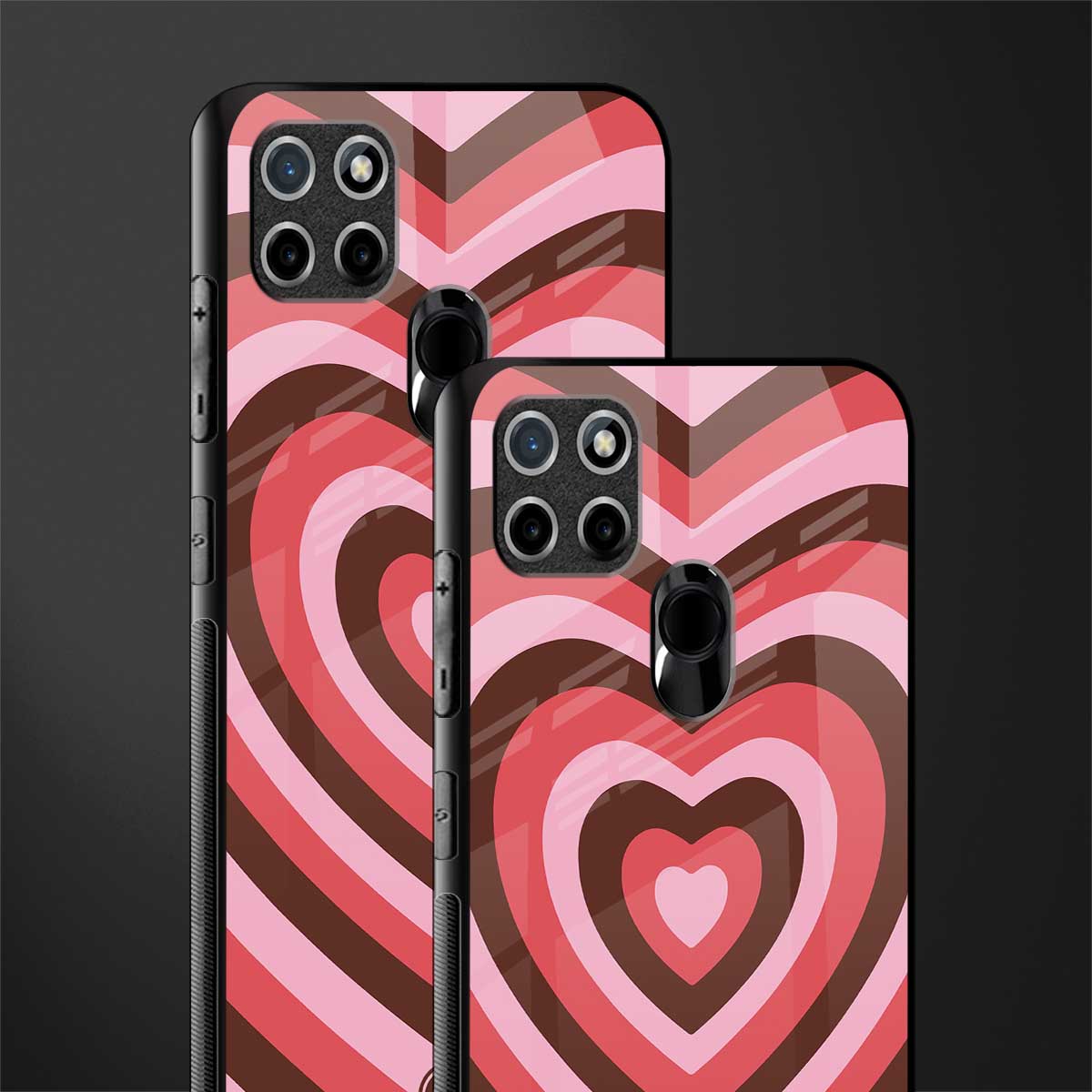 y2k red pink brown hearts aesthetic glass case for realme c21 image-2