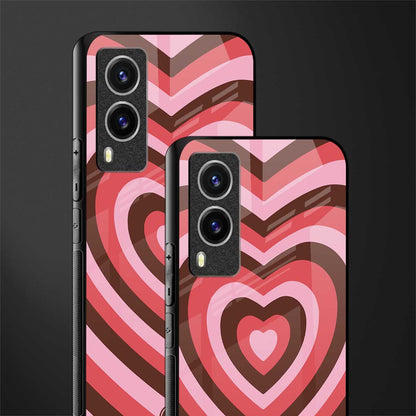 y2k red pink brown hearts aesthetic glass case for vivo v21e 5g image-2
