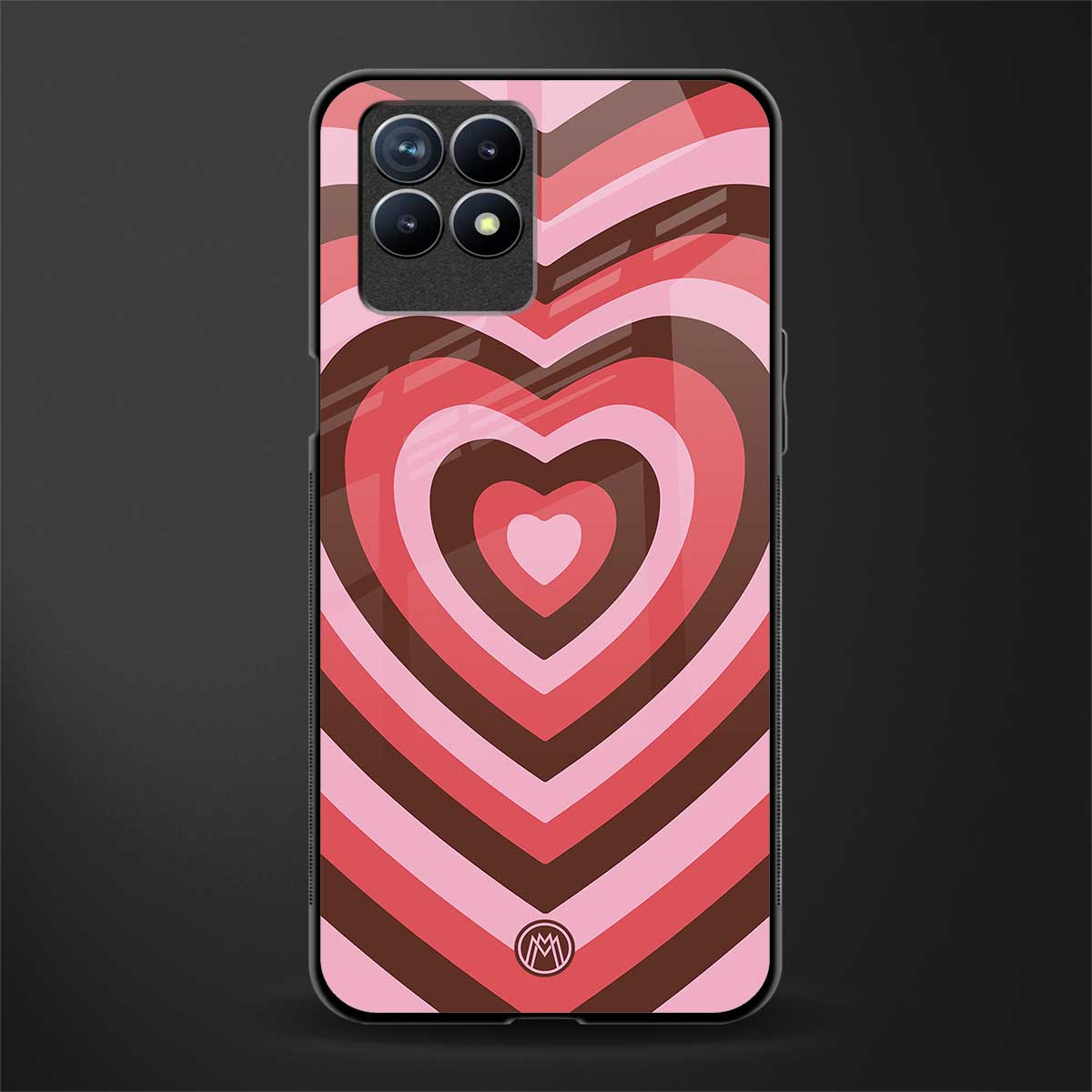 y2k red pink brown hearts aesthetic glass case for realme narzo 50 image