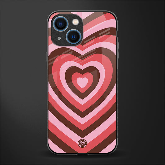 y2k red pink brown hearts aesthetic glass case for iphone 13 mini image