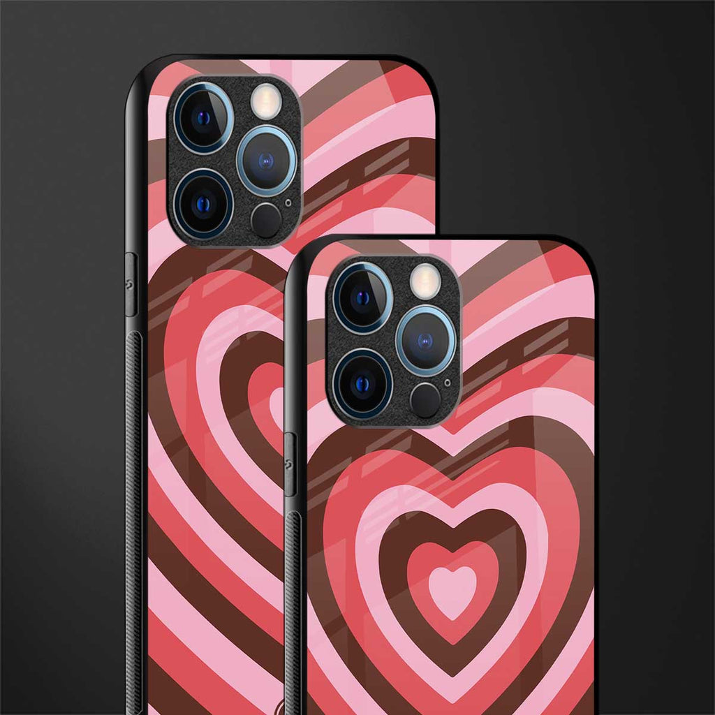 y2k red pink brown hearts aesthetic glass case for iphone 12 pro image-2