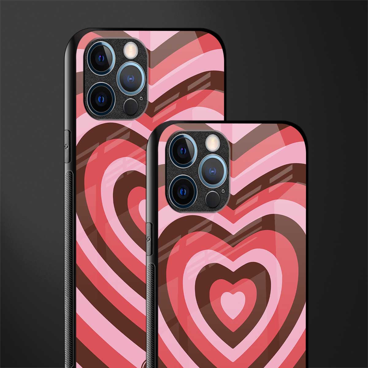 y2k red pink brown hearts aesthetic glass case for iphone 12 pro max image-2