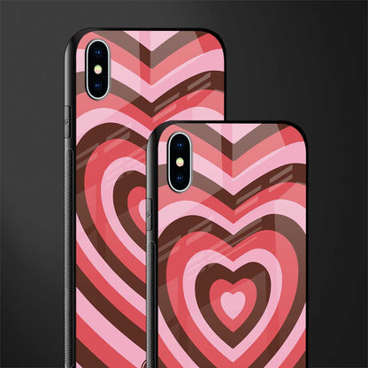 y2k red pink brown hearts aesthetic glass case for iphone xs max image-2