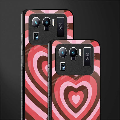 y2k red pink brown hearts aesthetic glass case for mi 11 ultra 5g image-2