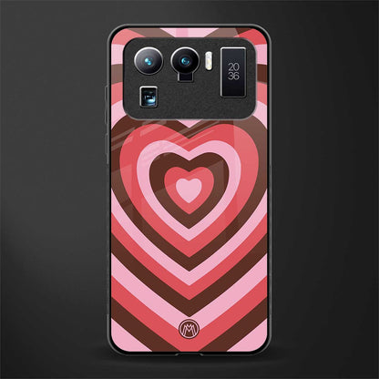 y2k red pink brown hearts aesthetic glass case for mi 11 ultra 5g image