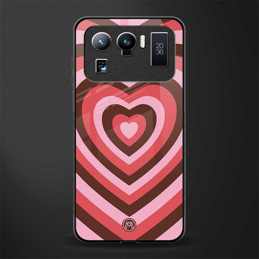 y2k red pink brown hearts aesthetic glass case for mi 11 ultra 5g image