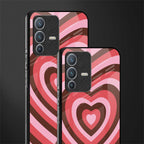 y2k red pink brown hearts aesthetic glass case for vivo v23 pro 5g image-2