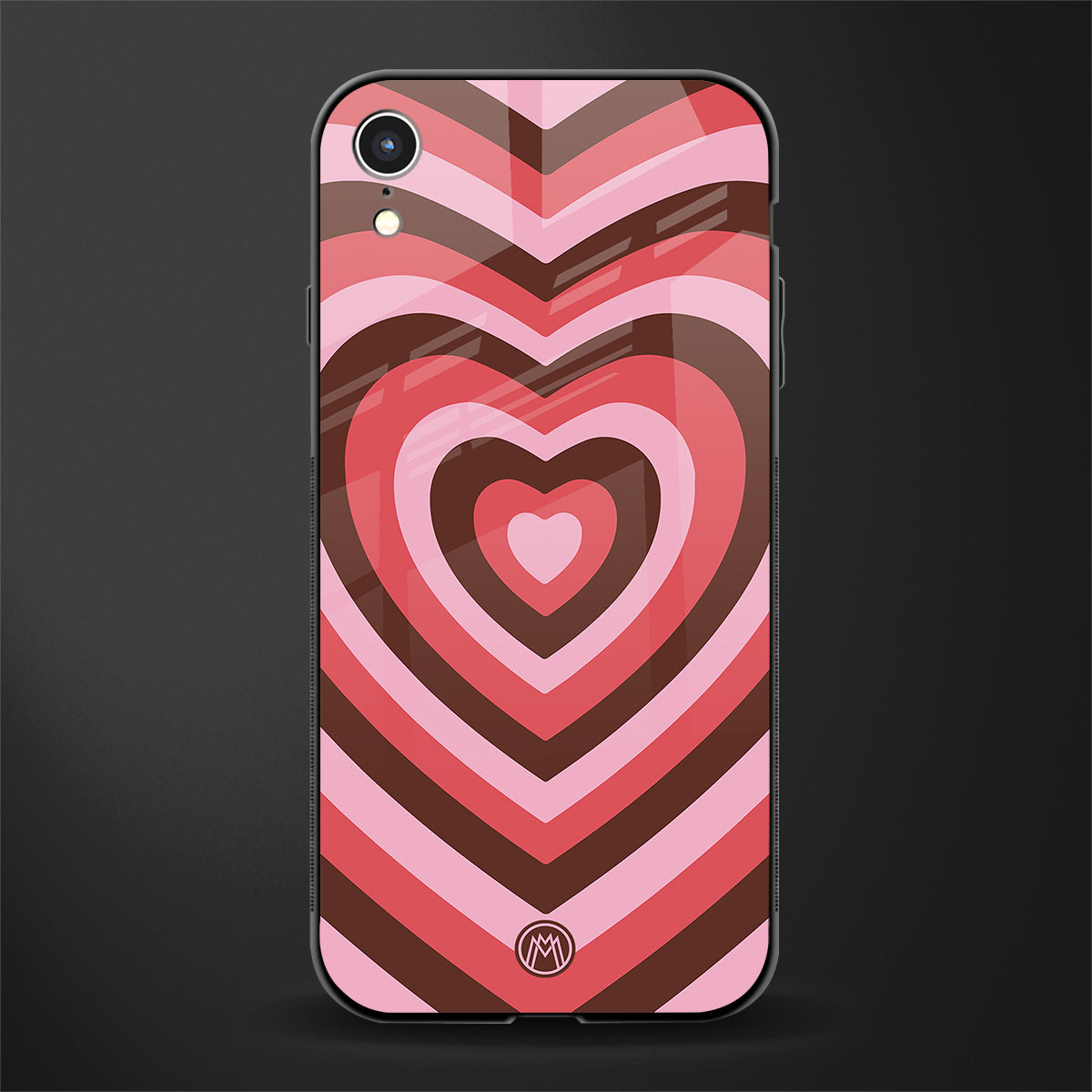 y2k red pink brown hearts aesthetic glass case for iphone xr image