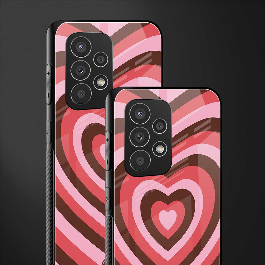 y2k red pink brown hearts aesthetic back phone cover | glass case for samsung galaxy a53 5g