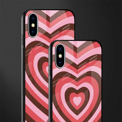 y2k red pink brown hearts aesthetic glass case for iphone x image-2