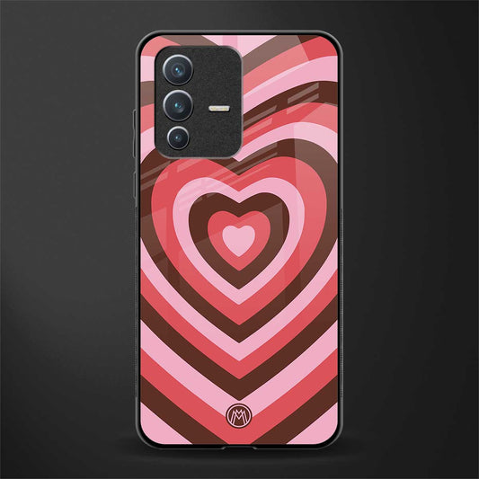 y2k red pink brown hearts aesthetic glass case for vivo v23 5g image