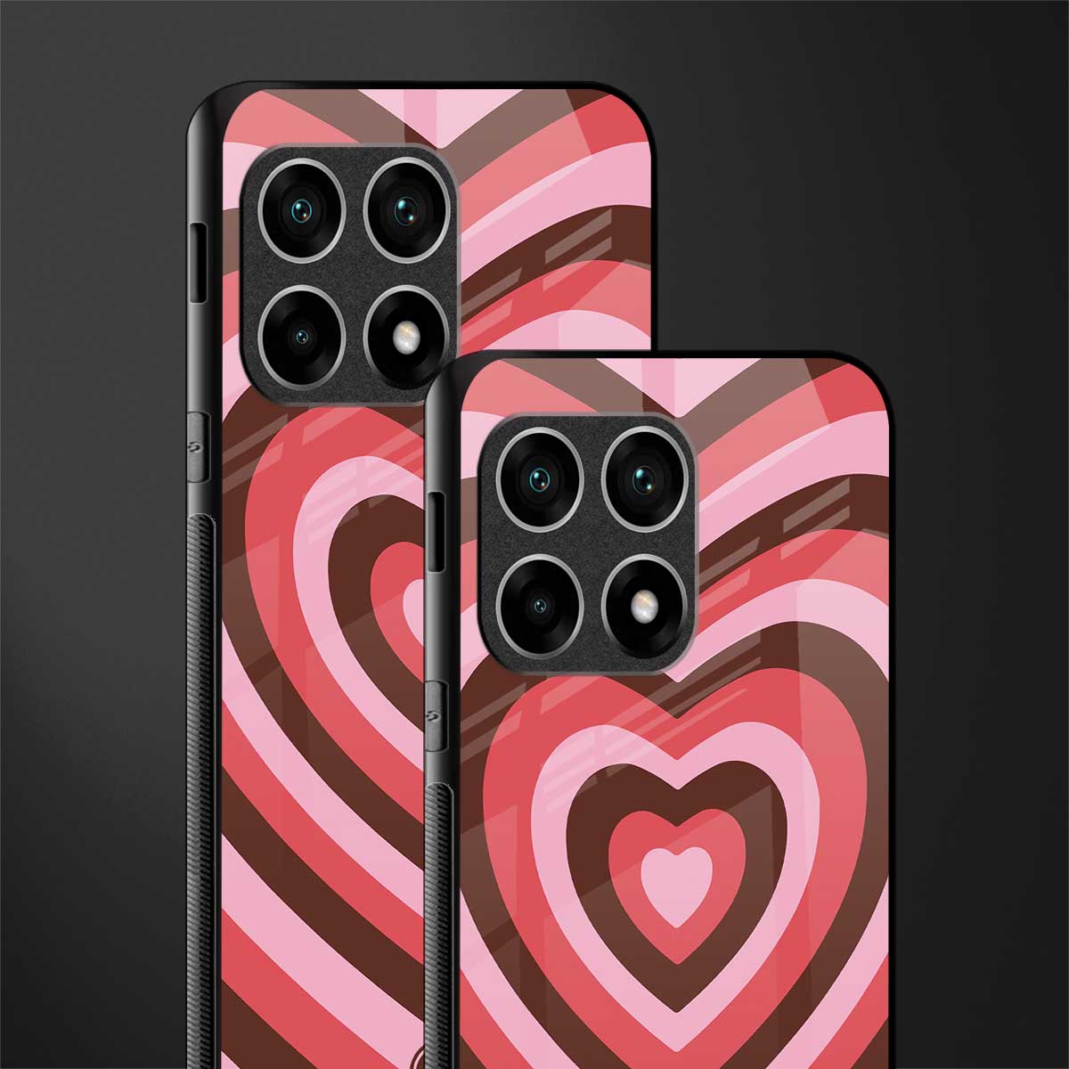 y2k red pink brown hearts aesthetic glass case for oneplus 10 pro 5g image-2