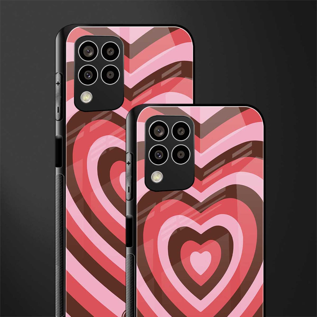 y2k red pink brown hearts aesthetic back phone cover | glass case for samsung galaxy m33 5g