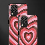 y2k red pink brown hearts aesthetic back phone cover | glass case for samsung galaxy m33 5g