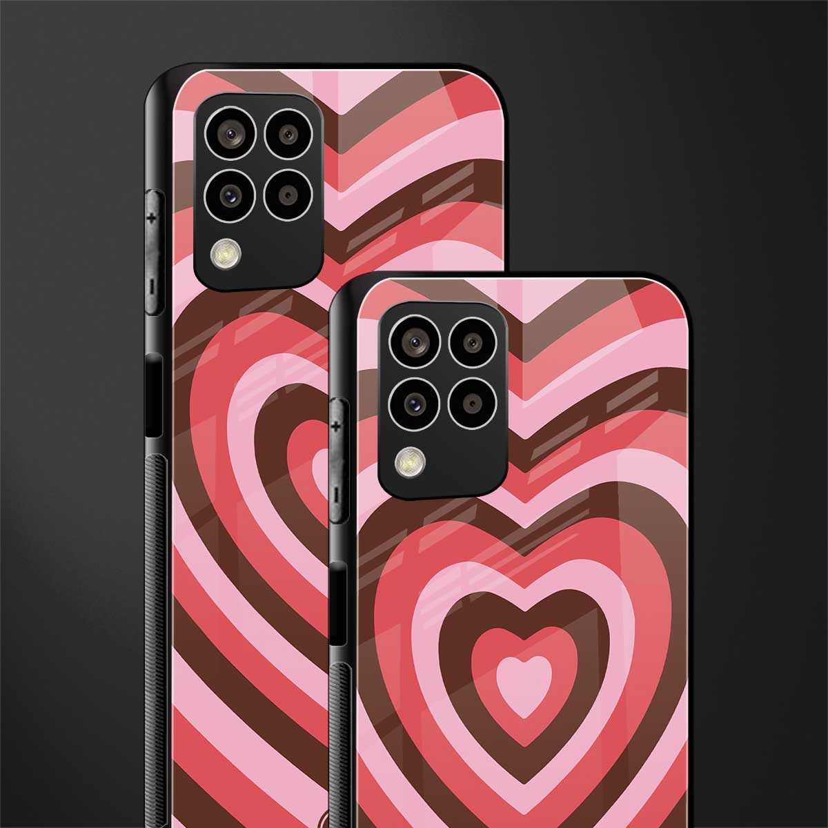 y2k red pink brown hearts aesthetic back phone cover | glass case for samsung galaxy m33 5g