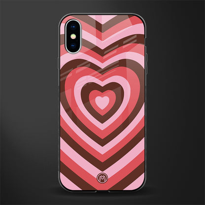 y2k red pink brown hearts aesthetic glass case for iphone x image