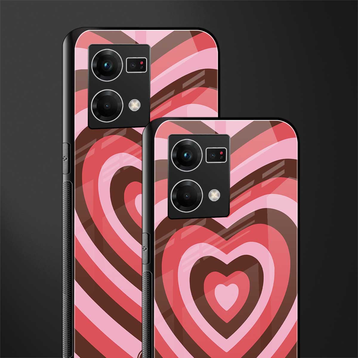 y2k red pink brown hearts aesthetic back phone cover | glass case for oppo f21 pro 4g