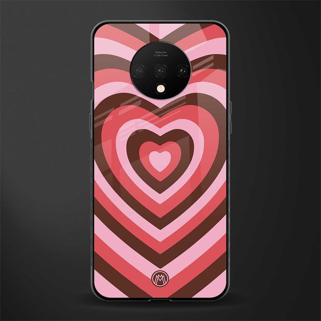 y2k red pink brown hearts aesthetic glass case for oneplus 7t image
