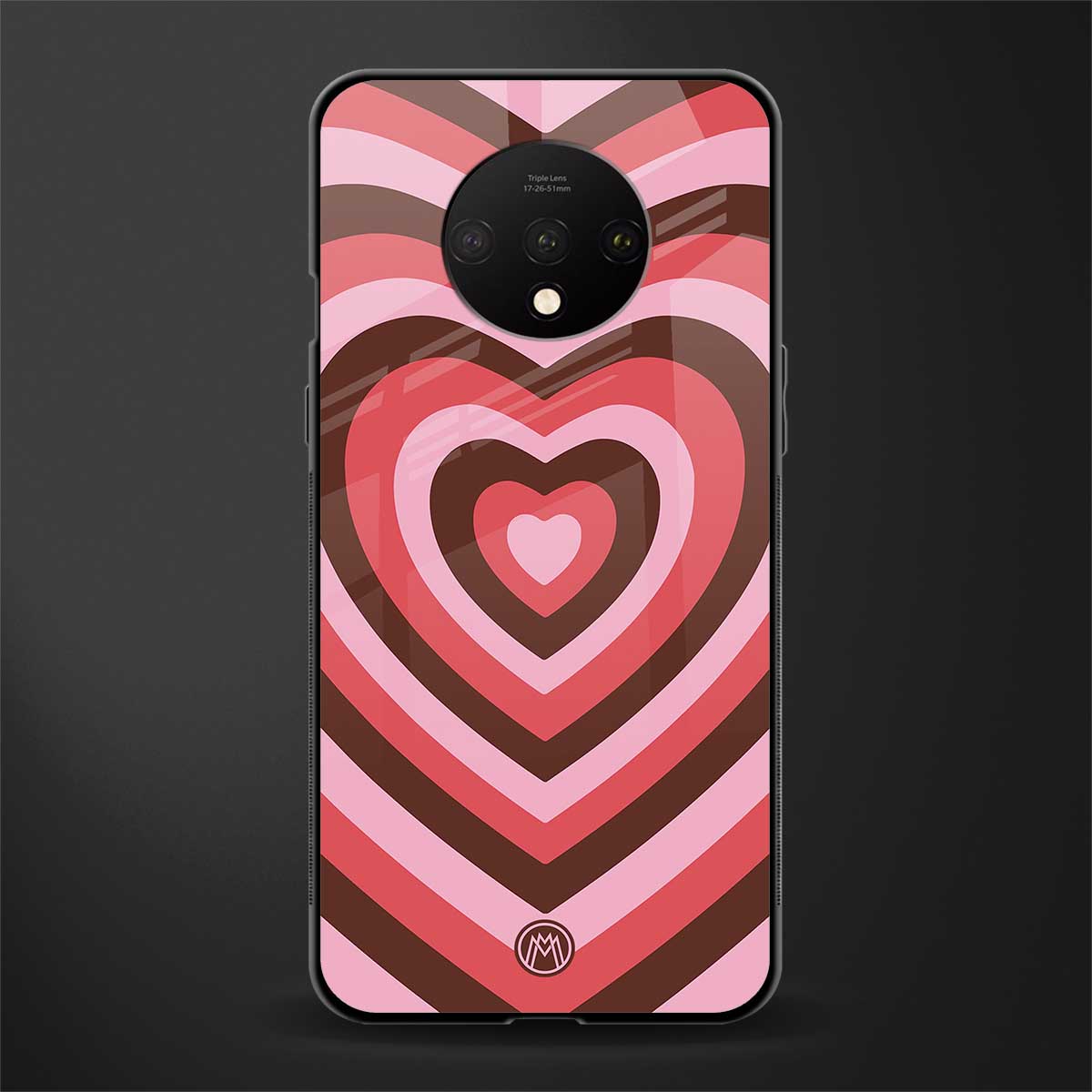 y2k red pink brown hearts aesthetic glass case for oneplus 7t image