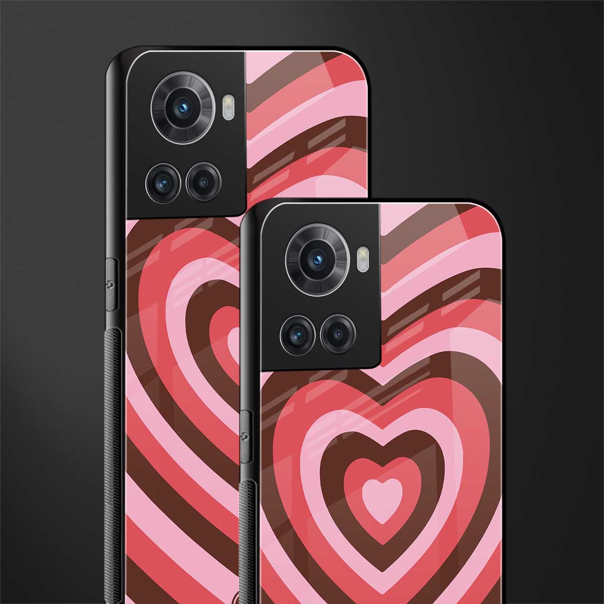 y2k red pink brown hearts aesthetic back phone cover | glass case for oneplus 10r 5g