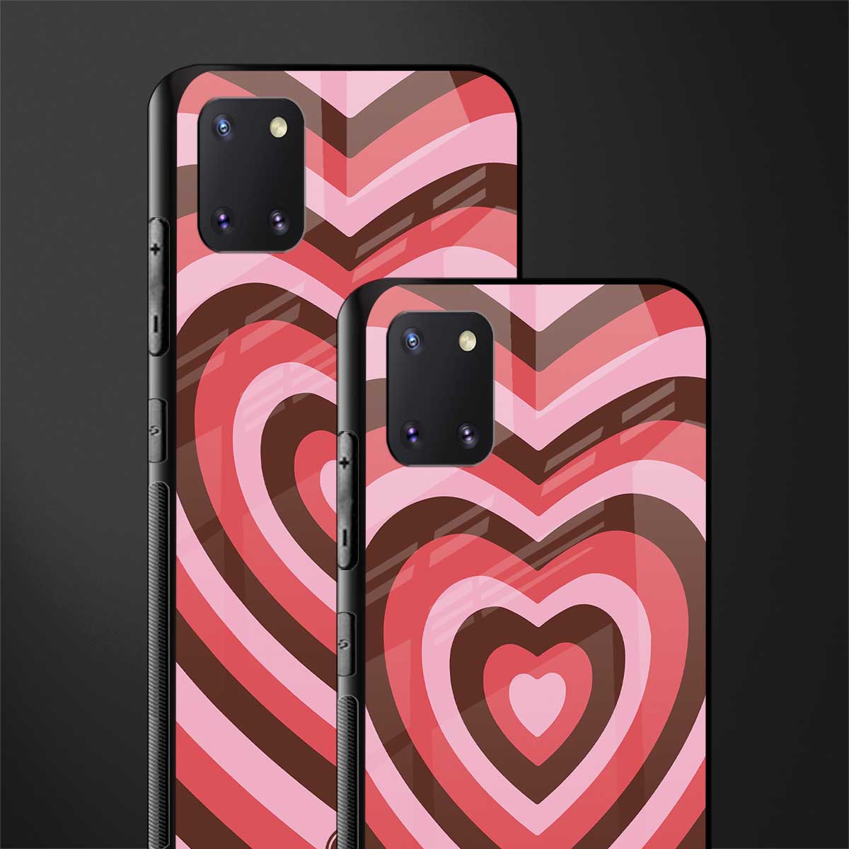 y2k red pink brown hearts aesthetic glass case for samsung a81 image-2
