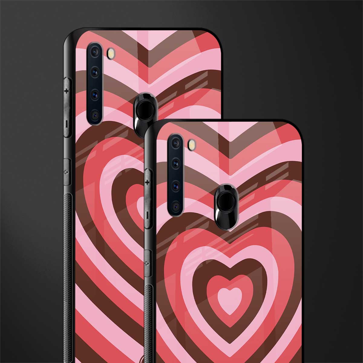 y2k red pink brown hearts aesthetic glass case for samsung a21 image-2
