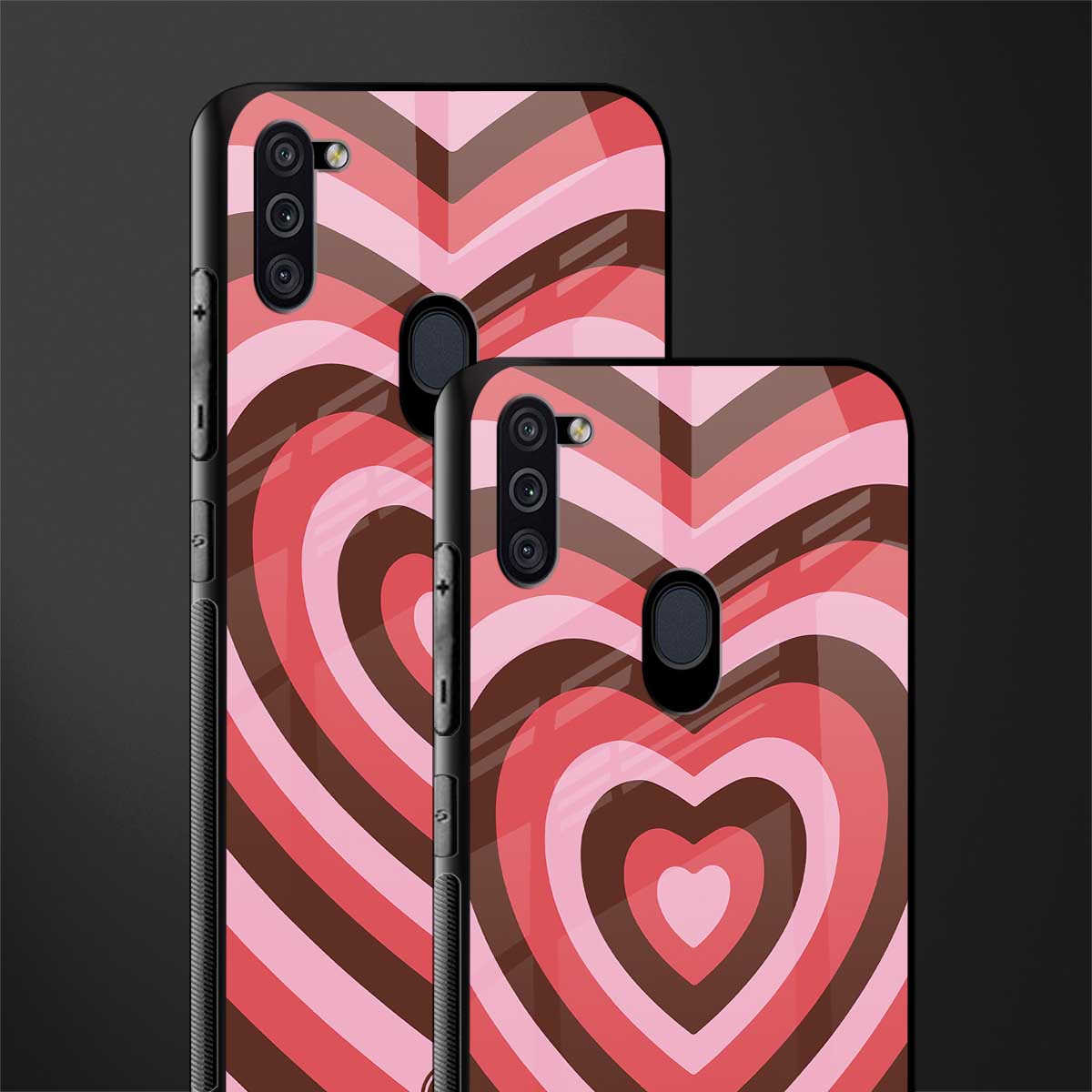 y2k red pink brown hearts aesthetic glass case for samsung a11 image-2