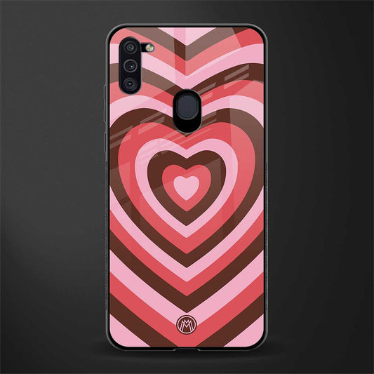 y2k red pink brown hearts aesthetic glass case for samsung galaxy m11 image