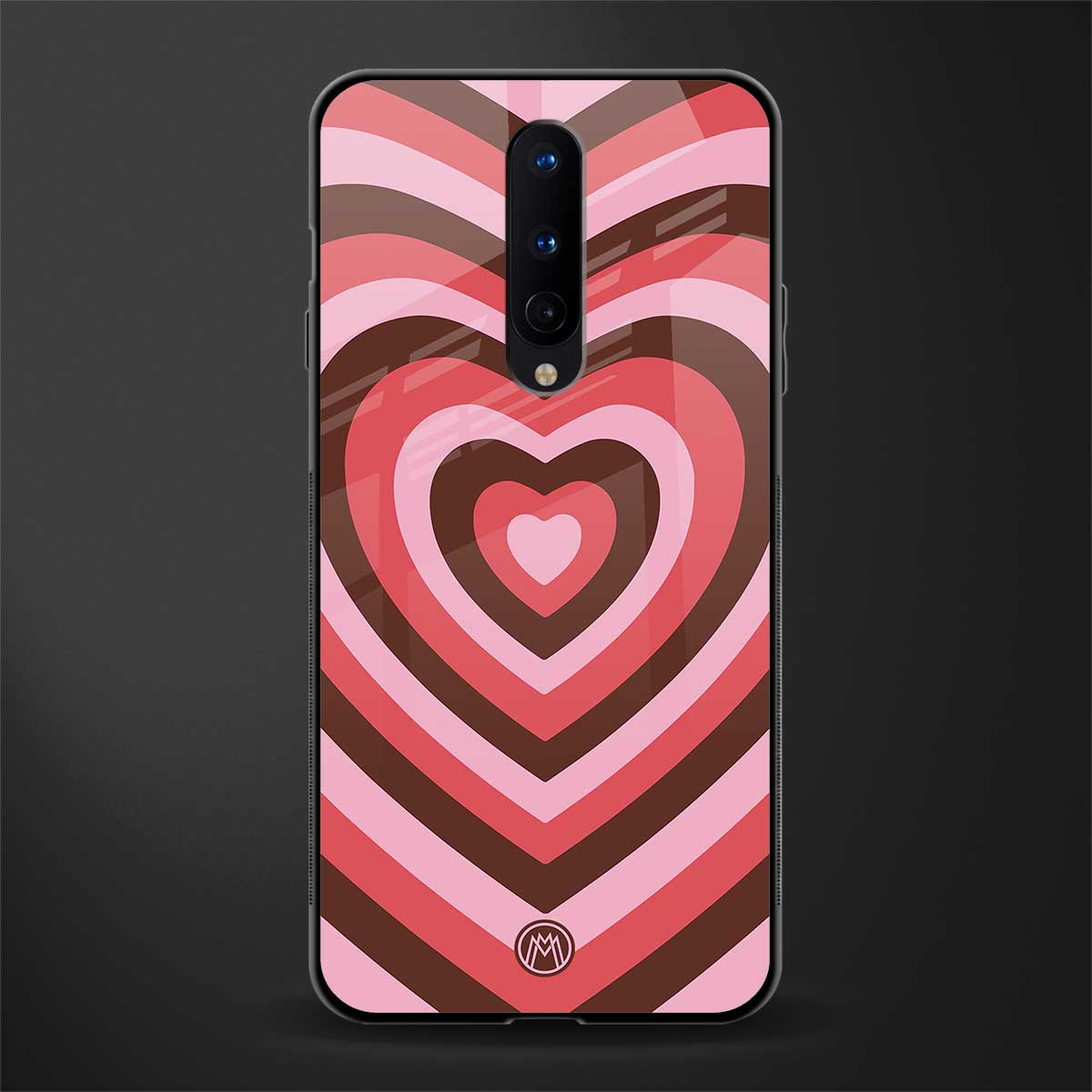 y2k red pink brown hearts aesthetic glass case for oneplus 8 image