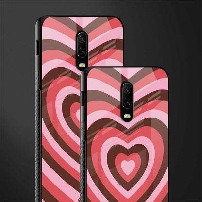 y2k red pink brown hearts aesthetic glass case for oneplus 6t image-2