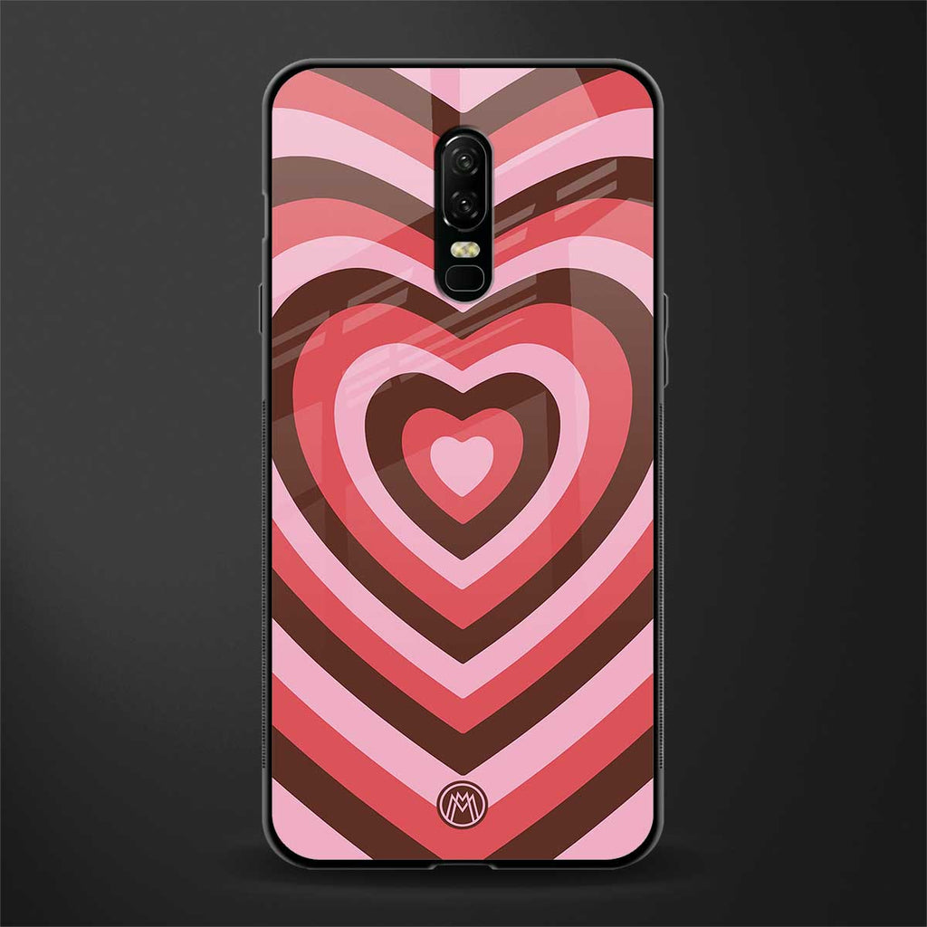 y2k red pink brown hearts aesthetic glass case for oneplus 6 image