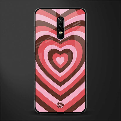y2k red pink brown hearts aesthetic glass case for oneplus 6 image