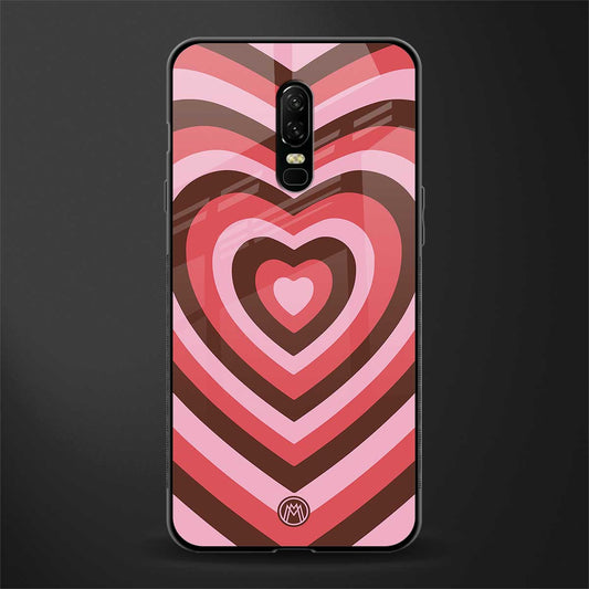 y2k red pink brown hearts aesthetic glass case for oneplus 6 image