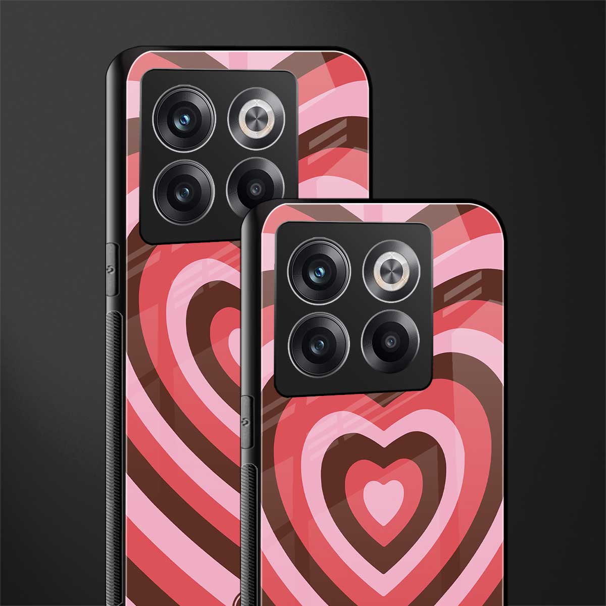 y2k red pink brown hearts aesthetic back phone cover | glass case for oneplus 10t