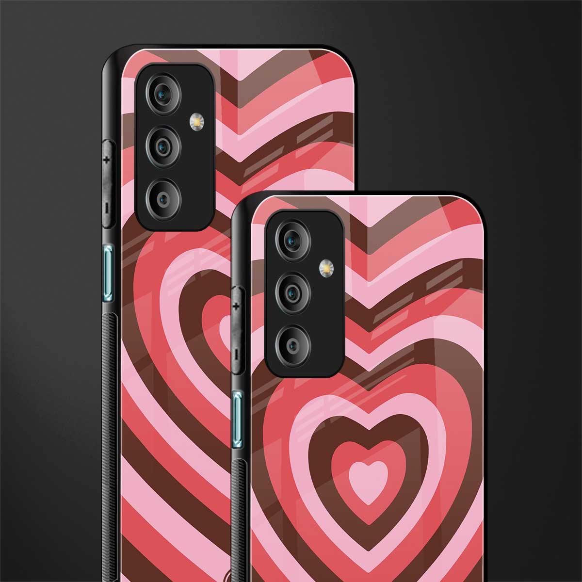 y2k red pink brown hearts aesthetic back phone cover | glass case for samsung galaxy f23 5g