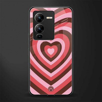 y2k red pink brown hearts aesthetic back phone cover | glass case for vivo v25 pro 5g