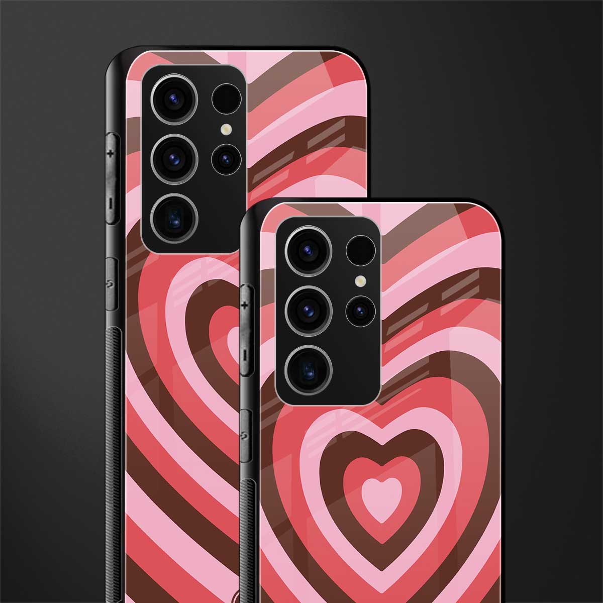 Y2K-Red-Pink-Brown-Hearts-Aesthetic-Glass-Case for phone case | glass case for samsung galaxy s23 ultra