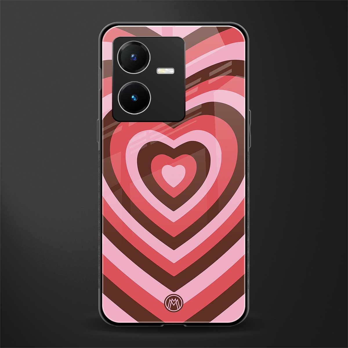 y2k red pink brown hearts aesthetic back phone cover | glass case for vivo y22