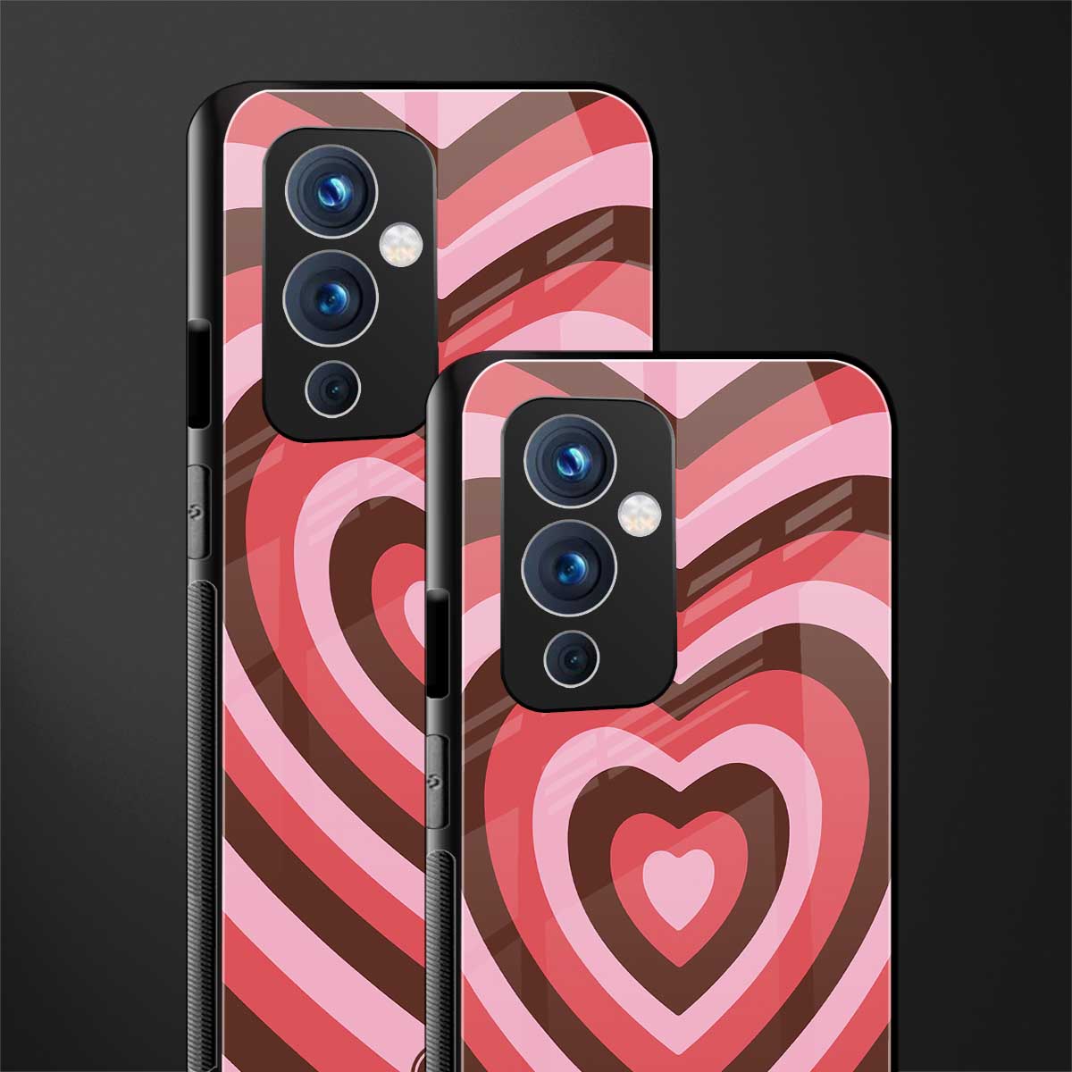 y2k red pink brown hearts aesthetic back phone cover | glass case for oneplus 9