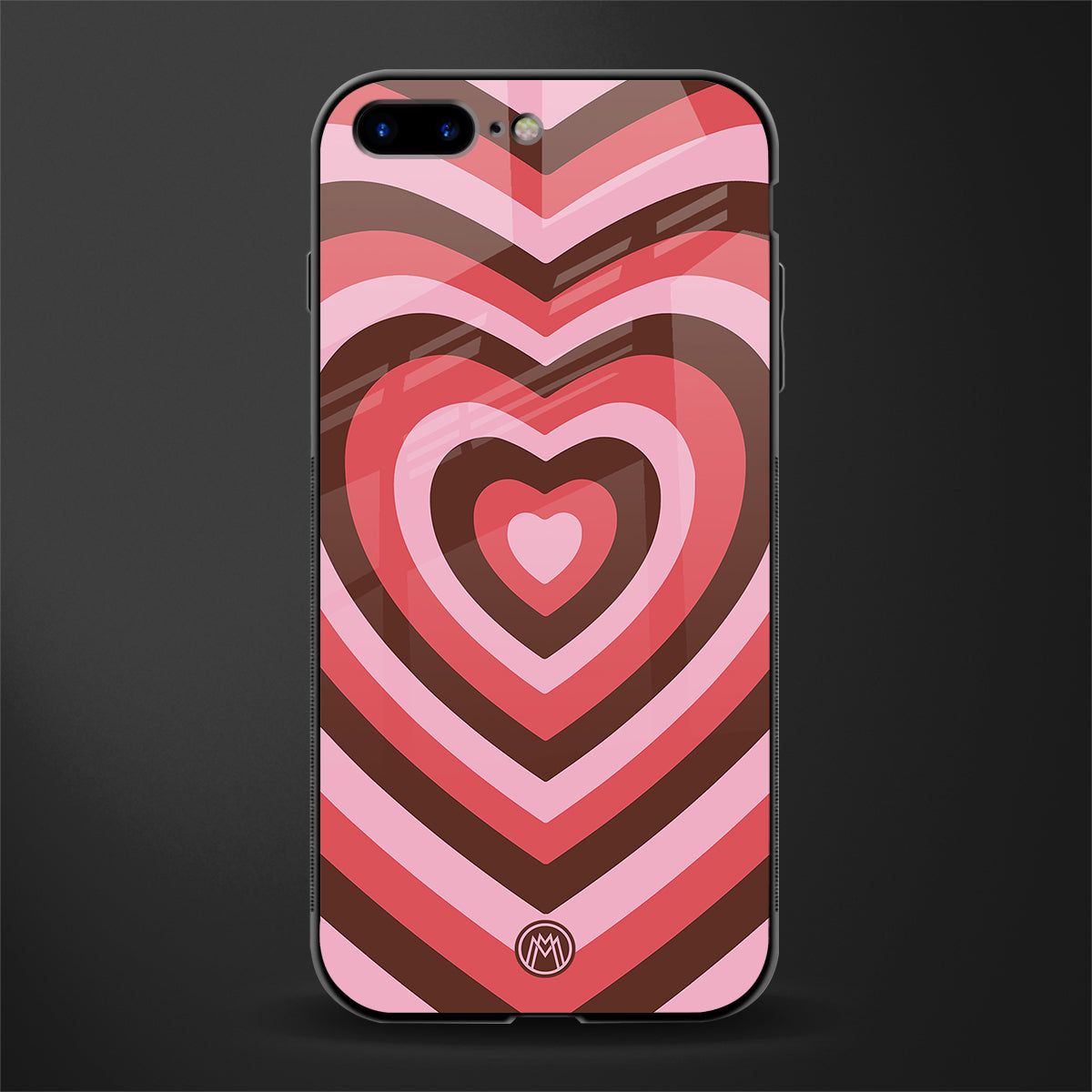 y2k red pink brown hearts aesthetic glass case for iphone 7 plus image