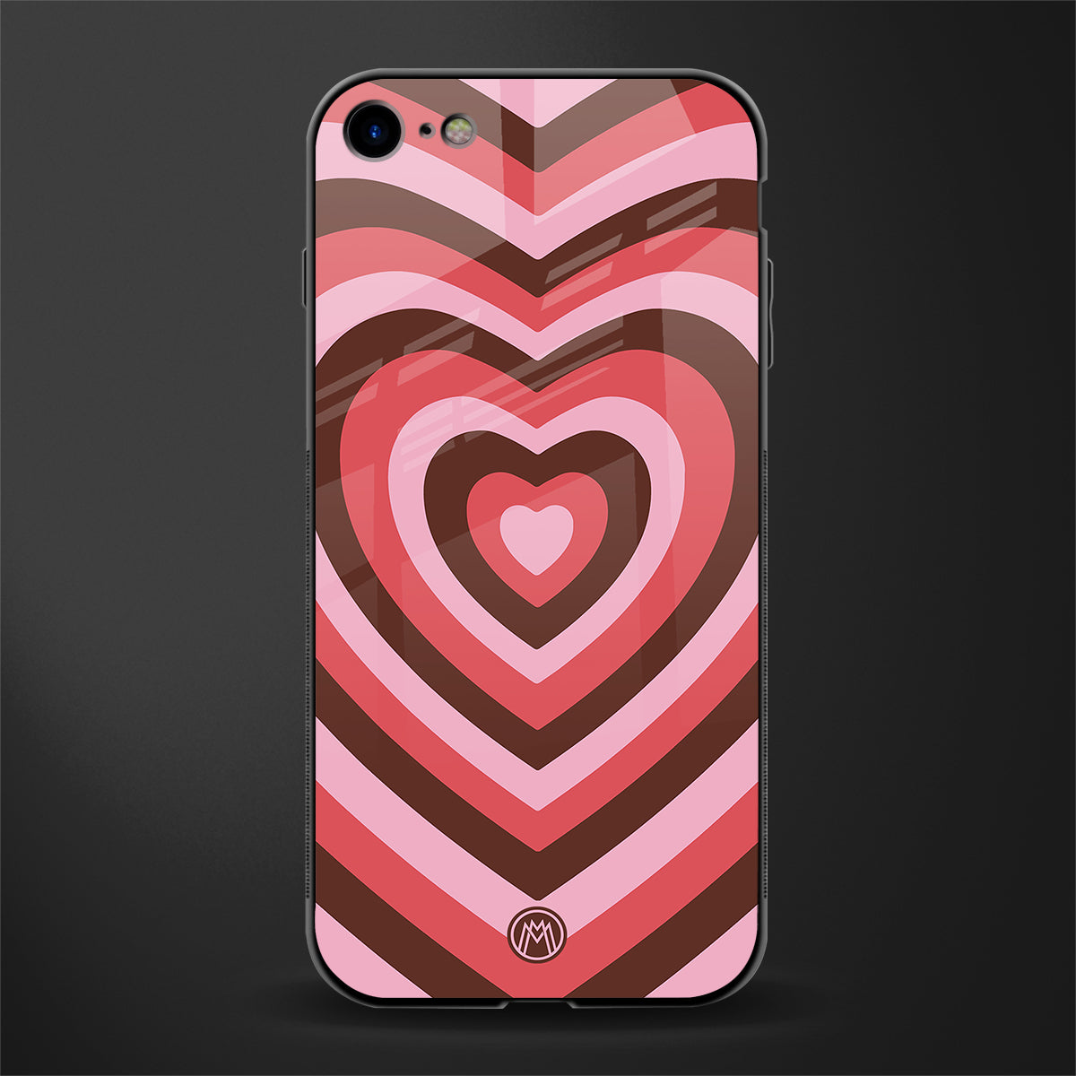 y2k red pink brown hearts aesthetic glass case for iphone 7 image