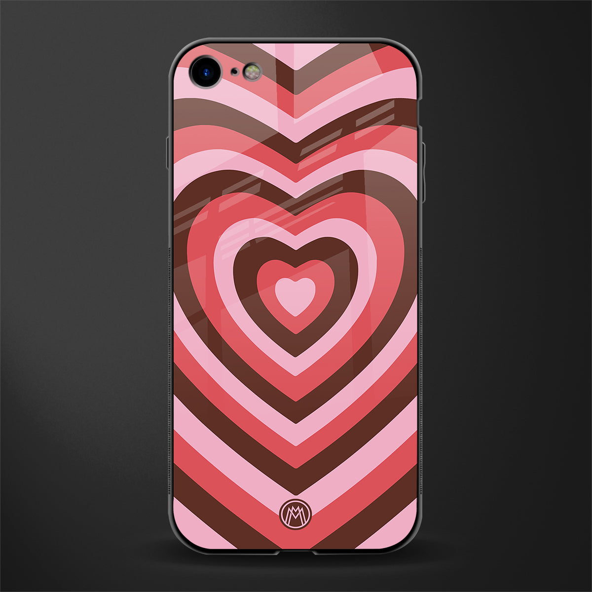 y2k red pink brown hearts aesthetic glass case for iphone se 2020 image