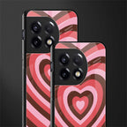 y2k red pink brown hearts aesthetic back phone cover | glass case for oneplus 11r